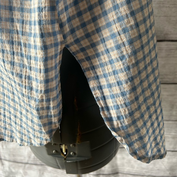 The Nines by Hatch maternity plaid button up puff sleeve top size small - Picture 9 of 16